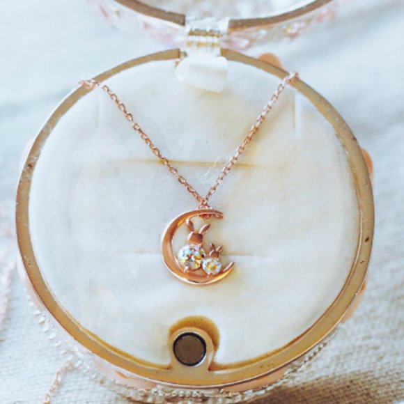 SOLD Rose Gold Vermeil Bunny Crystal Necklace For Best Friend Necklace - Picture 6 of 6